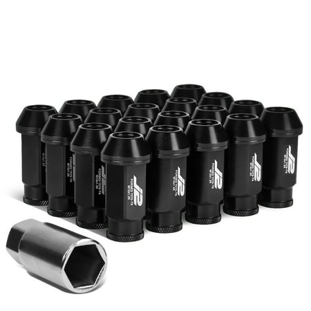 J2 Engineering LN-T7-004-125-BK J2 Engineering 7075 -T6 Forged Aluminum M12 x 1.25 20Pcs 50mm Open -End Lug Nut w/ Socket Adapter Key ( Black )