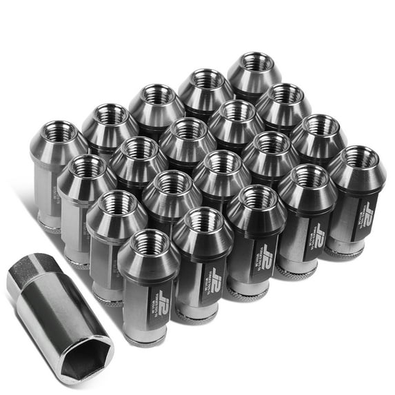 J2 Engineering LN-T7-004-15-SL J2 Engineering 7075 -T6 Forged Aluminum M12X1.5 20Pcs 50mm Height Open -End Lug Nut Set w / Socket Adapter Key (Silver)