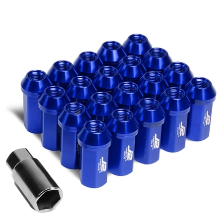 J2 Engineering LN-T7-005-15-BL J2 Engineering 7075 -T6 Forged Aluminum M12x1.5 20Pcs 50mm Height Close -End Lug Nut Set w/Adapter Key (Blue)