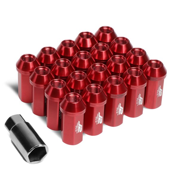 J2 Engineering LN-T7-005-15-RD J2 Engineering 7075 -T6 Forged Aluminum M12x1.5 20Pcs 50mm Height Close -End Lug Nut Set w/Adapter Key (Red)