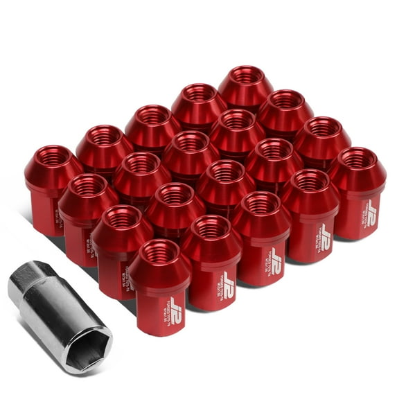 J2 Engineering LN-T7-006-15-RD J2 Engineering 7075 -T6 Forged Aluminum M12X1.5 20Pcs 35mm Height Close -End Lug Nut Set w / Socket Adapter (Red)