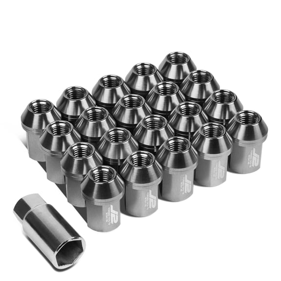 J2 Engineering LN-T7-006-15-SL J2 Engineering 7075 -T6 Forged Aluminum M12X1.5 20Pcs 35mm Height Close -End Lug Nut Set w / Socket Adapter (Silver)