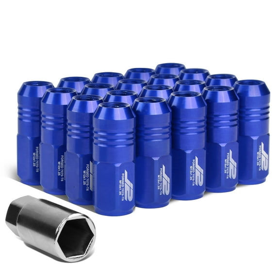 J2 Engineering LN-T7-007-125-BL J2 Engineering 7075 -T6 Forged Aluminum M12 x 1.25 20Pcs 50mm Close -End Lug Nut w/ Socket Adapter Key ( Blue )