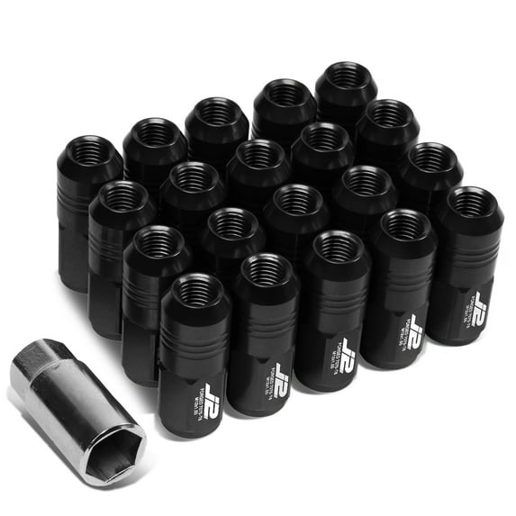 J2 Engineering LN-T7-007-15-BK J2 Engineering 7075 -T6 Forged Aluminum M12X1.5 20Pcs 50mm Height Close -End Lug Nut Set w / Socket Adapter (Black)