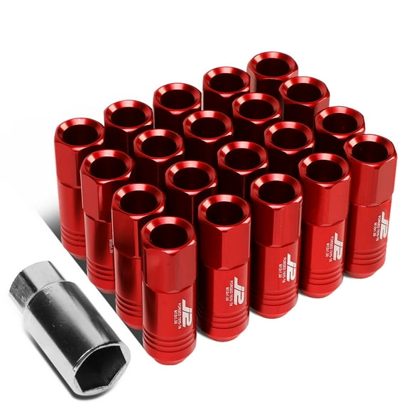 J2 Engineering LN-T7-009-15-RD J2 Engineering 7075 -T6 Forged Aluminum M12X1.5 20Pcs 60mm Height Open -End Lug Nut Sets w / Socket Adapter (Red)