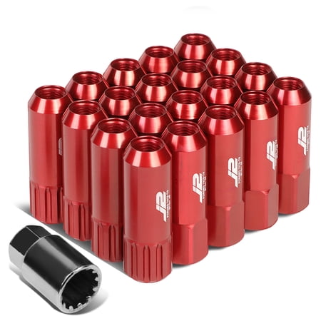 J2 Engineering LN-T7-010-125-RD J2 Engineering 7075 Aluminum M12 x 1.25 16 Pcs 60mm Open End Lug Nut 4 Pcs Lock Red