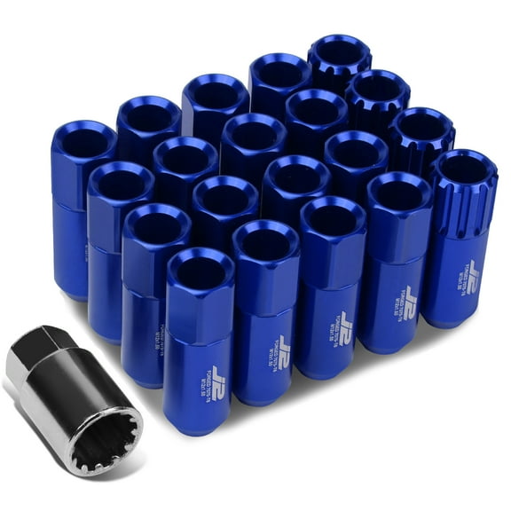 J2 Engineering LN-T7-010-15-BL J2 Engineering 7075 -T6 Forged Aluminum M12X1.5 16Pcs 60mm Height Open -End Lug Nut Set w / 4Pcs Lock+Key (Blue)