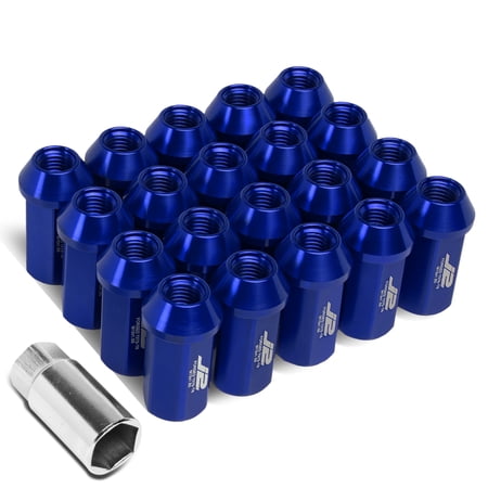 J2 Engineering LN-T7-019-15-BL J2 Engineering 7075 -T6 Forged Aluminum M12 x 1.5 20Pcs 45mm Open -End Lug Nut w/ Adapter Blue