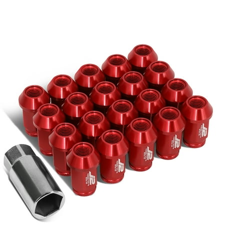 J2 Engineering LN-T7-023-15-RD J2 Engineering 7075 -T6 Forged Aluminum M12X1.5 20Pcs 40mm Height Open -End Lug Nut Sets w / Socket Adapter (Red)