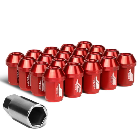 J2 Engineering LN-T7-024-125-RD J2 Engineering 7075 -T6 Forged Aluminum M12 x 1.25 20Pcs 35mm Close -End Lug Nut w/ Socket Adapter ( Red )