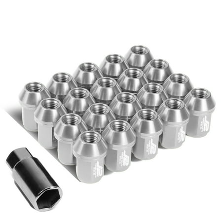 J2 Engineering LN-T7-024-15-SL J2 Engineering 7075 -T6 Forged Aluminum M12X1.5 20Pcs 35mm Height Close -End Lug Nut Set w/Adapter Key (Silver)