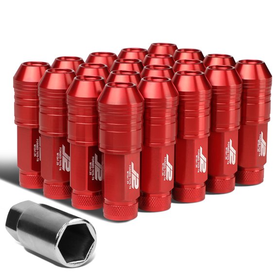 J2 Engineering LN-T7-025-125-RD J2 Engineering 7075 -T6 Forged Aluminum M12 X 1.25 20Pcs 70mm Open -End Lug Nut w/ Socket Adapter Key ( Red )