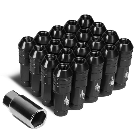 J2 Engineering LN-T7-025-15-BK J2 Engineering 7075 -T6 Forged Aluminum M12 x 1.5 20 Pcs 70mm Open End Lug Nut Set w/ Adapter Black