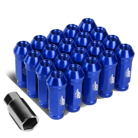 J2 Engineering LN-T7-028-15-BL J2 Engineering 7075 -T6 Forged Aluminum M12X1.5 20Pcs 60mm Height Open -End Lug Nut Set w/Adapter Key (Blue)