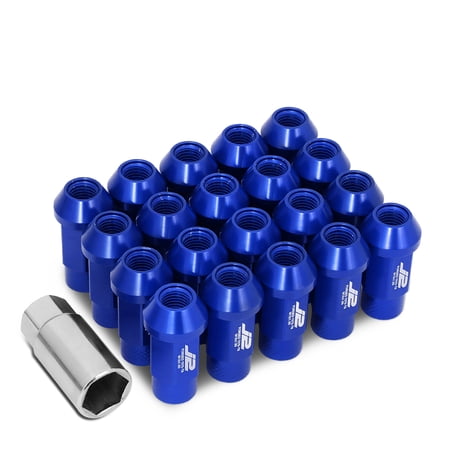 J2 Engineering LN-T7-034-15-BL J2 Engineering 7075 -T6 Forged Aluminum M12X1.5 20Pcs 50mm Height Open -End Lug Nut Set w / Socket Adapter (Blue)
