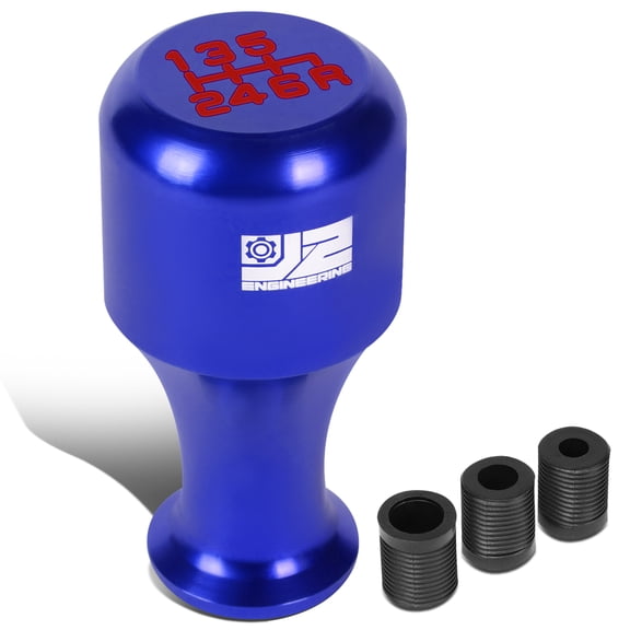 J2 Engineering Universal Blue Manual Car Shifter Knob Aluminum Cylindrical Wine Cup Style with Adapter J2-SK-006-BL