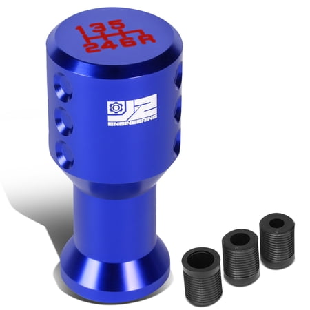 J2 Engineering Universal Blue Manual Car Shifter Knob Aluminum Goblet Style with Adapter J2-SK-004-BL