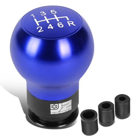 J2 Engineering Universal Blue Manual Car Shifter Knob Aluminum Teardrop Shape Remove Thread Base with Adapter J2-SK-003-BL