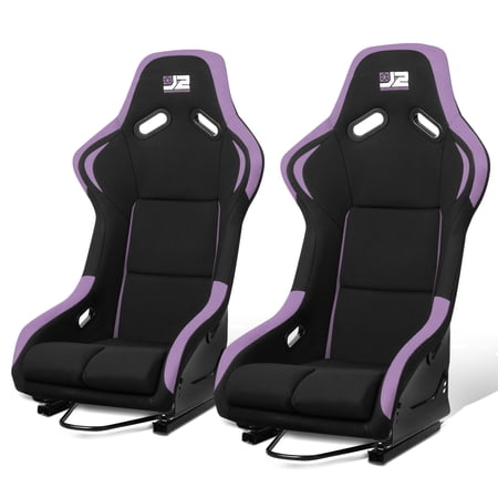 J2 Engineering Universal Bucket Racing Seats, Black/Purple, Pair, Automotive Seats