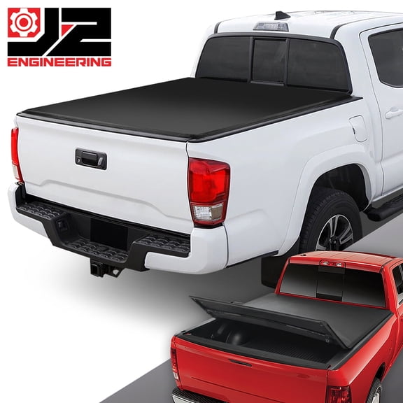 J2 Engineering Vinyl Soft Top Tri-Fold Tonneau Cover for 16-23 Tacoma Pickup Fleetside 5ft Bed