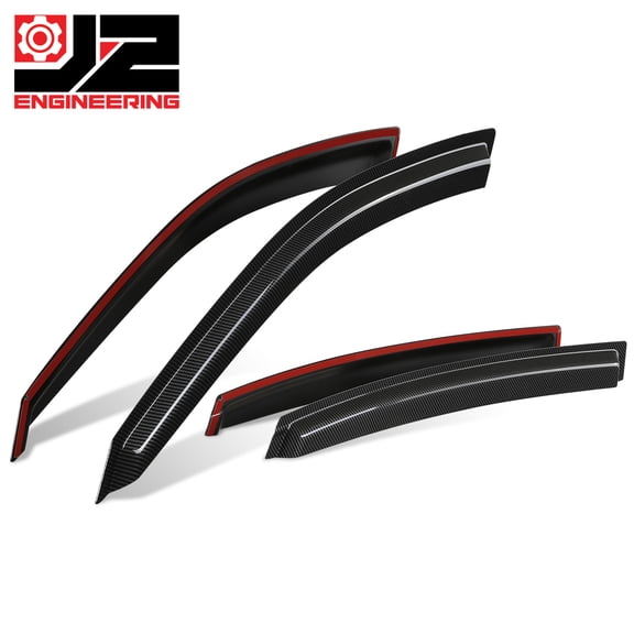J2 Engineering for 00-05 Chevy Impala Carbon Fiber Style Window Visors Sun Rain Deflector 4Pcs