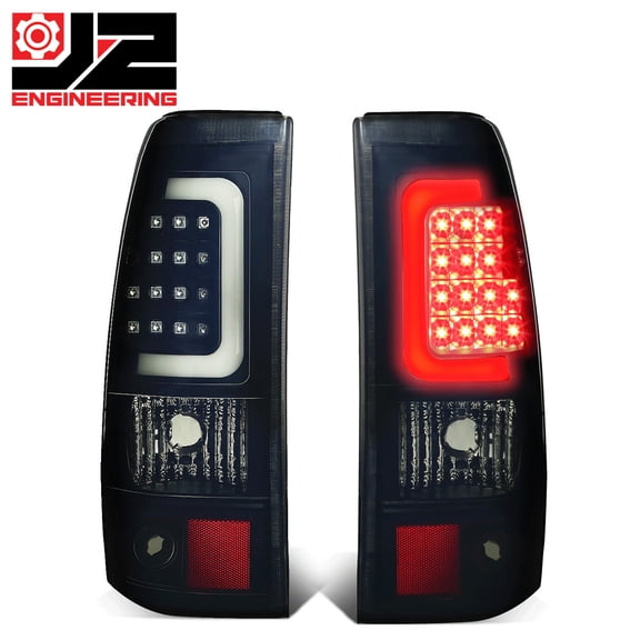 J2 Engineering for 03-07 Silverado Sierra Fleetside 3D LED Black Smoked Tail Lights Replacement