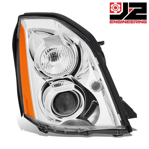 J2 Engineering for 06-11 Cadillac DTS Passenger Right Chrome/Amber Projector Headlight OE Style