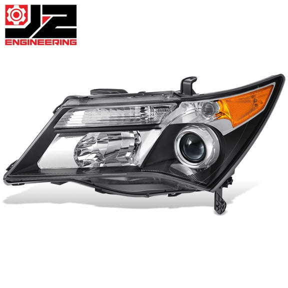 J2 Engineering for 07-09 Acura MDX Driver Left Black Housing Amber Corner Projector Headlight