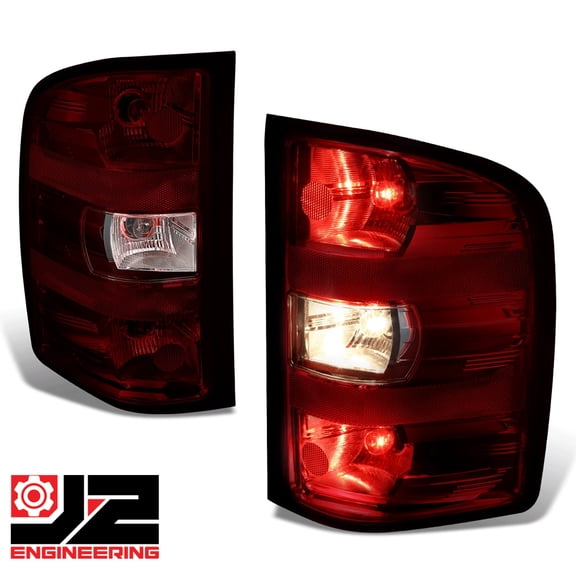 J2 Engineering for 07-14 Chevy Silverado/GMC Sierra 1500-3500 Dark Red Lens Tail Brake Lights
