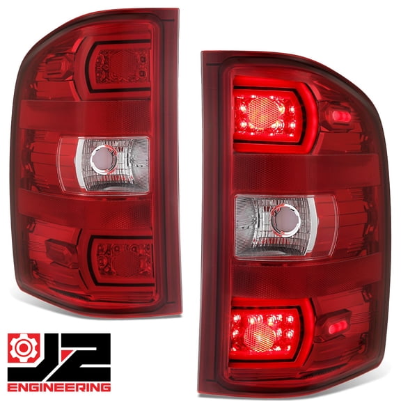 J2 Engineering for 07-14 Sierra Silverado 1500 2500/3500HD Red Lens LED Tail Brake Lights Lamps