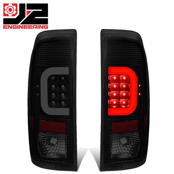 J2 Engineering for 08-16 Ford F250-F550 C-Shape LED Black Smoked Rear Tail Lights Replacement