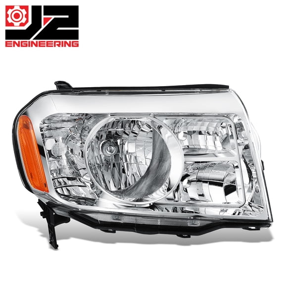 J2 Engineering for 09-11 Honda Pilot Right Driver Side Headlight Lamp Replacement Chrome/Amber
