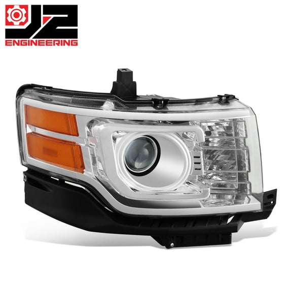 J2 Engineering for 09-12 Ford Flex Passenger Right Chrome/Amber Projector Headlight OE Style