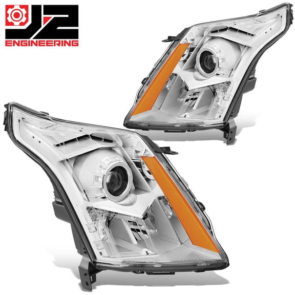 J2 Engineering for 10-16 Cadillac SRX OE Style Projector Headlights Chrome/Amber Replacement