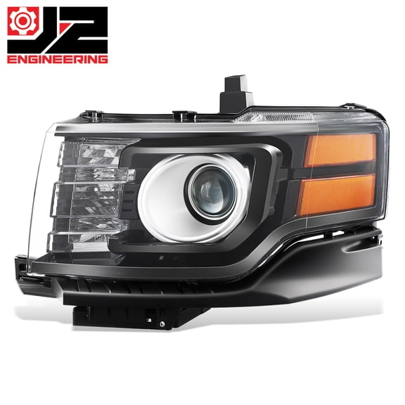 J2 Engineering for 11-12 Ford Flex Driver Left Black Housing Amber Corner Projector Headlight