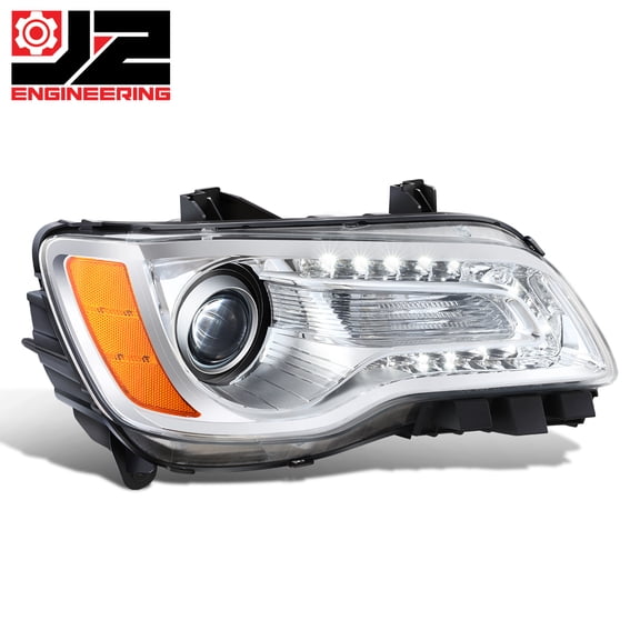 J2 Engineering for 11-14 Chrysler 300 LED DRL Projector Headlight Lamp Replacement Right Chrome