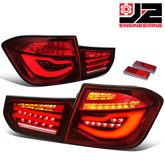 J2 Engineering for 12-15 BMW 3 Series F30 4-Dr LED Red Inner+Outer Tail Light Lamps Replacement
