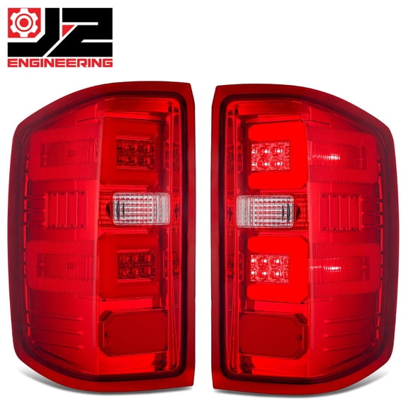 J2 Engineering for 14-19 Silverado Sierra Dual 3D LED Chrome Red Tail Brake Lights Replacement