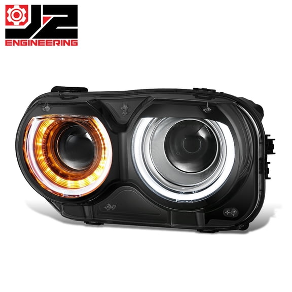 J2 Engineering for 15-23 Dodge Challenger Driver Left Side Black Housing Headlight Replacement