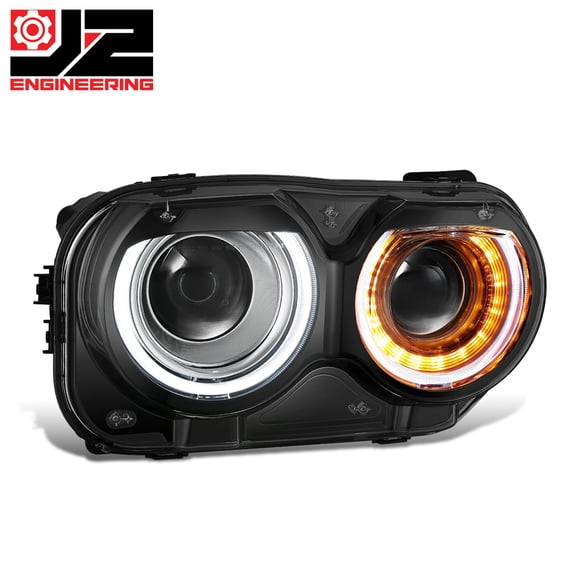 J2 Engineering for 15-23 Dodge Challenger Passenger RH Side Black Housing Headlight Replacement