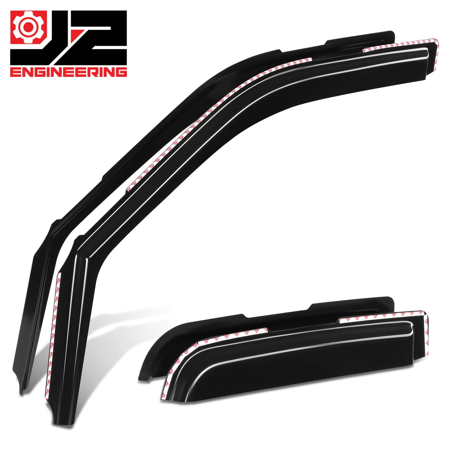 J2 Engineering for 17-26 F250 F350 SD Super Cab In-Channel Window Visors Sun Rain Guards 4Pcs