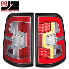 J2 Engineering for 19-24 Ram 1500 Full LED Light Bar Chrome/Red Tail Brake Lights Replacement