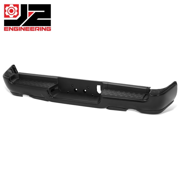 J2 Engineering for 19-24 Ram 1500 Rear Step Bumper+License Plate Light w/Dual Exhaust Holes Blk