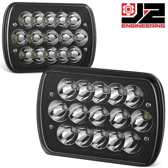 J2 Engineering for 84-20 Chevy GMC C/G/R/K/S/V Series Toyota Pickup 7X6" Black LED Headlights