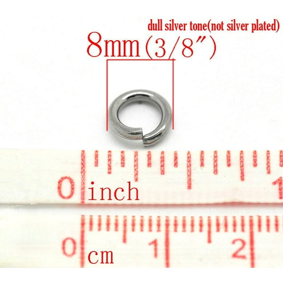 J206 - 100 pcs 304 Stainless Steel Open Jump Rings 8mm - 15 Gauge - THICK - HEAVY - High Quality