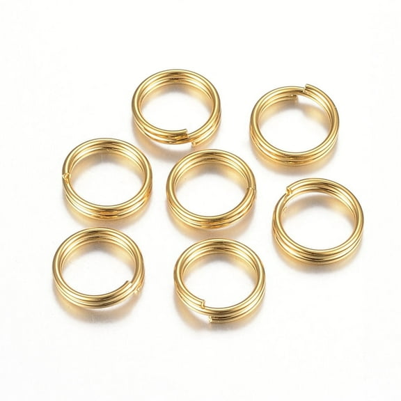 J227 - 50 pcs Double Rings - 304 Stainless Steel Golden Split Jump Rings - 8mm - Tarnish Resistant! Thickness: 1.5mm