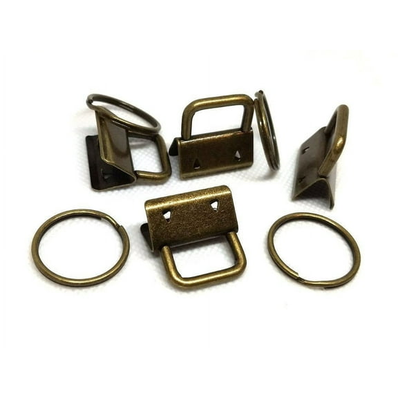 J268 - 20 pcs. Antique Bronze Key Fobs and Key Rings - 1" - Beautiful Purse Handbag Hardware - 1 inch - 10 Sets