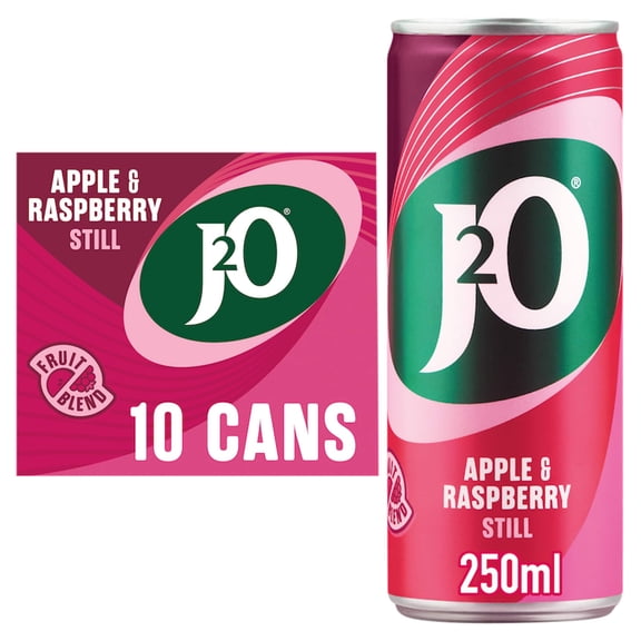 J2O Apple & Raspberry 10x250ml Cans, Imported from Britain