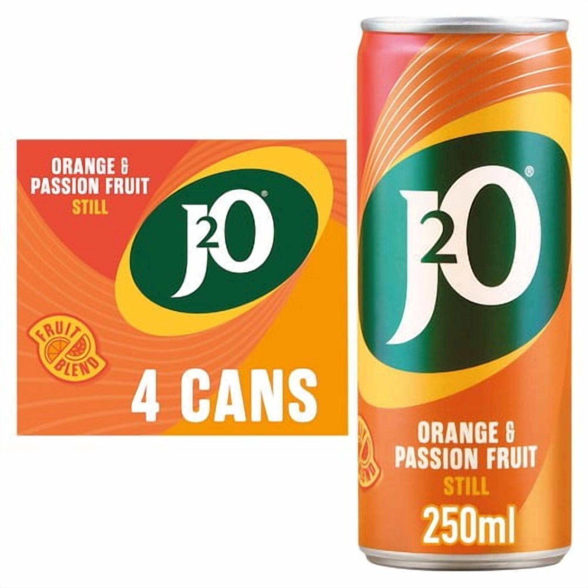 J2O Orange & Passionfruit 4 x 250ml, British Import (Pack of 2)