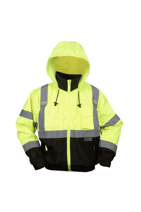 J301-3XL 3X Large Reptyle Class III, lime 3-in-1 bomber jacket